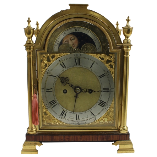 1336 - English brass cased double fusee verge bracket clock, the 7