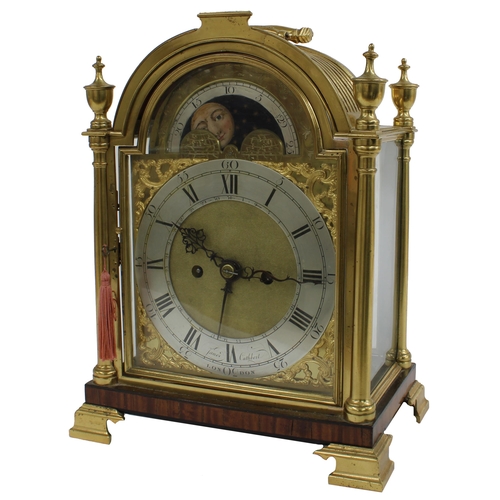 1336 - English brass cased double fusee verge bracket clock, the 7