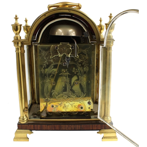 1336 - English brass cased double fusee verge bracket clock, the 7