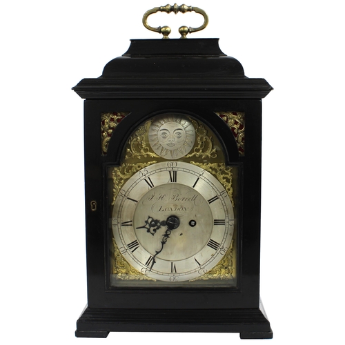 1335 - English ebonised double fusee bracket clock, the 7