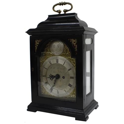 1335 - English ebonised double fusee bracket clock, the 7