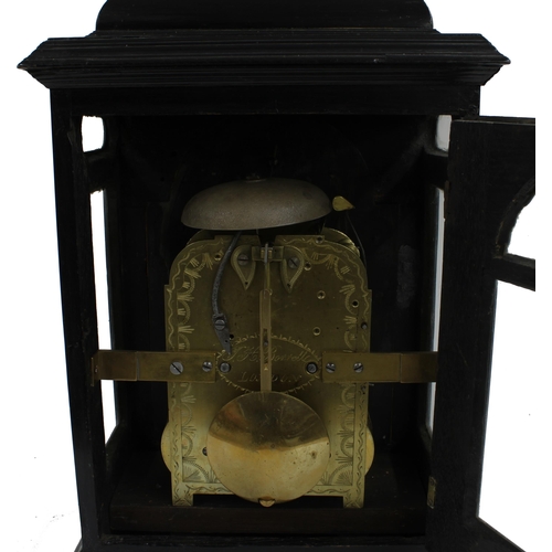 1335 - English ebonised double fusee bracket clock, the 7