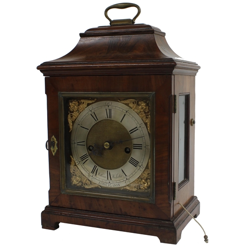 1334 - Good small English mahogany double fusee verge bracket clock, the 6