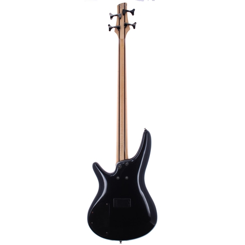 146 - 2008 SDGR Sound Gear by Ibanez SR300 bass guitar, made in Indonesia; Body: metallic black, blemish t... 