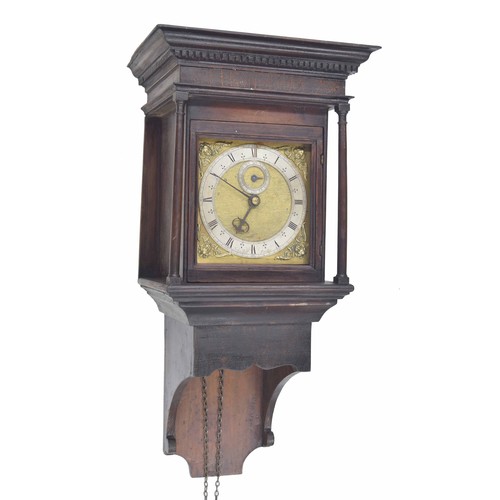 1711 - Oak single train hooded wall clock, the 7.5