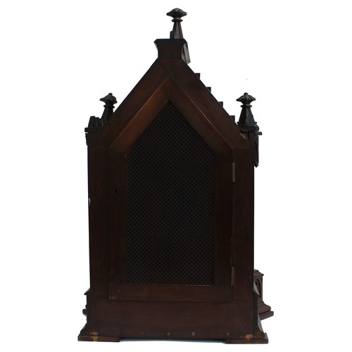 1520 - Large mahogany triple fusee boardroom gothic bracket clock with bracket, the 7.5