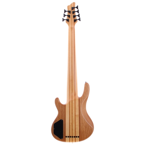 176 - Wolf seven string bass guitar; Body: natural spalted finish, a few minor dings to sides; Neck: maple... 