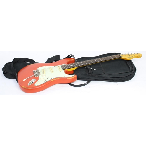 184 - JHS Vintage Icon Series V6 electric guitar; Body: distressed red finish; Neck: maple, aged; Fretboar... 