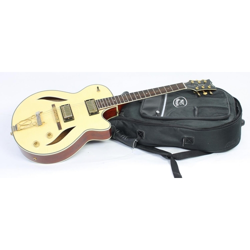 187 - 2003 Dean Stylist E2010 hollow body electric guitar, made in Korea, ser. no. E03xxx1; Top: natural m... 