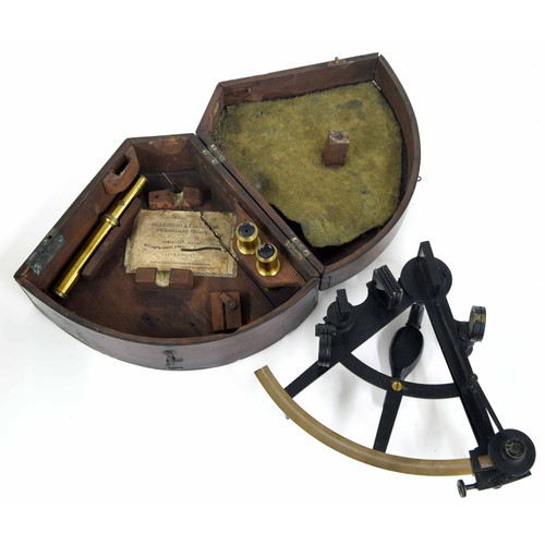 1320 - Antique sextant, within a mahogany case bearing a Parkinson & Frodsham of Liverpool trade label,... 