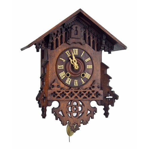 2614 - Contemporary Black Forest two train cuckoo wall clock, the 5