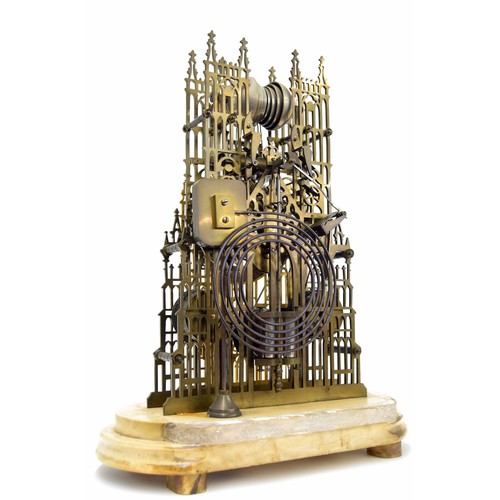 1339 - Fine and impressive English brass triple fusee Westminster Abbey skeleton clock in the manner of Eva... 