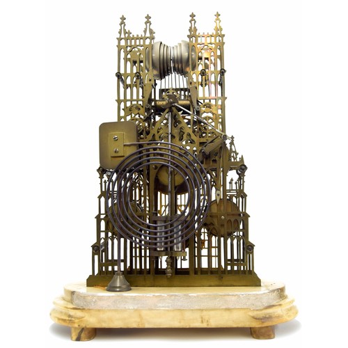 1339 - Fine and impressive English brass triple fusee Westminster Abbey skeleton clock in the manner of Eva... 