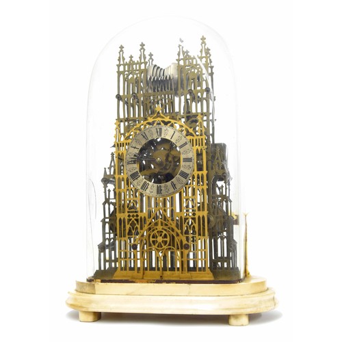 1339 - Fine and impressive English brass triple fusee Westminster Abbey skeleton clock in the manner of Eva... 