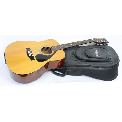 206 - Yamaha FG-4-12 twelve string acoustic guitar, made in Taiwan; Back and sides: laminated mahogany; To... 