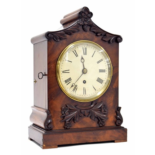 1524 - Small mahogany single fusee bracket clock, the movement with locking pendulum, the 7.5