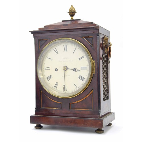 1525 - Small English mahogany double fusee bracket clock, the 6