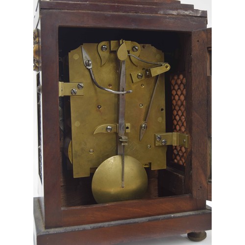 1525 - Small English mahogany double fusee bracket clock, the 6