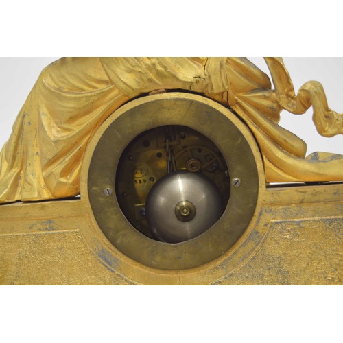 1521 - French ormolu two train figural mantel clock, the Japy Freres movement with outside countwheel strik... 