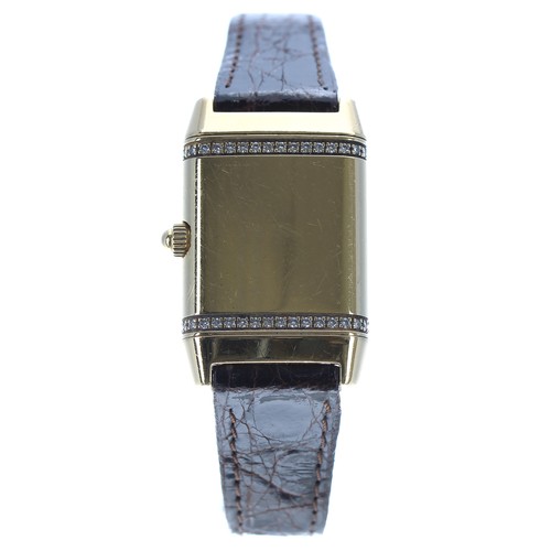 53 - Jaeger-LeCoultre 'Reverso' 18ct rectangular diamond set lady's wristwatch, rectangular silvered dial... 