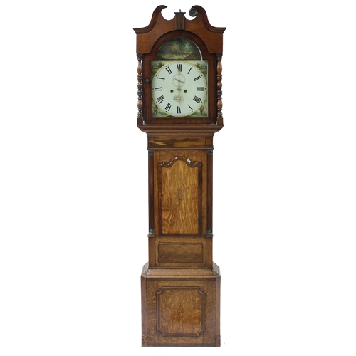 1834 - Oak and mahogany crossbanded eight day longcase clock, the 14