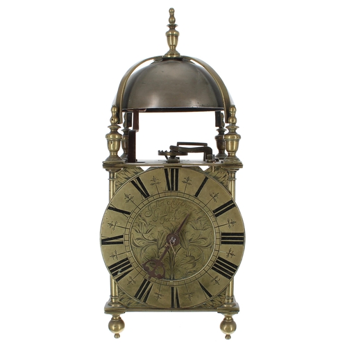 1323 - English brass lantern clock, the 6.25