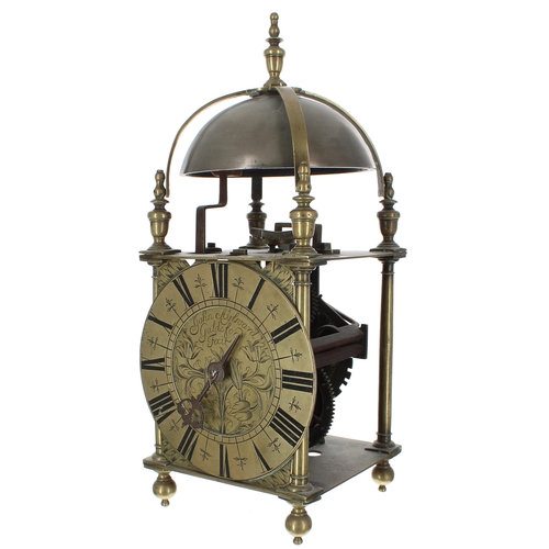 1323 - English brass lantern clock, the 6.25