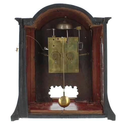 1337 - Interesting early Dutch ebonised two train mantel clock with alarm, the 6.5