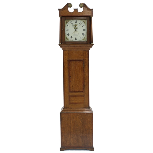 1824 - Oak and mahogany crossbanded thirty hour longcase clock, the 12