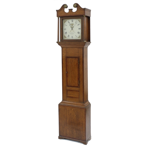 1824 - Oak and mahogany crossbanded thirty hour longcase clock, the 12