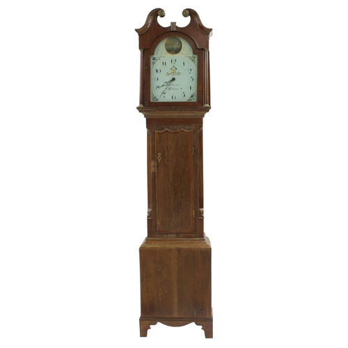 1827 - Oak and mahogany crossbanded thirty hour longcase clock, the 12