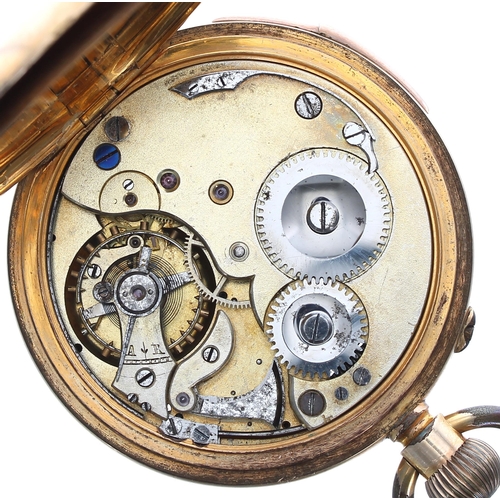 531 - Gold plated quarter repeating lever pocket watch, unsigned three quarter plate movement with compens... 