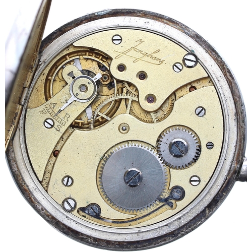 532 - Junghans silver (0.800) lever hunter pocket watch, signed gilt movement with compensated balance and... 