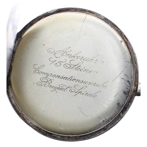 532 - Junghans silver (0.800) lever hunter pocket watch, signed gilt movement with compensated balance and... 