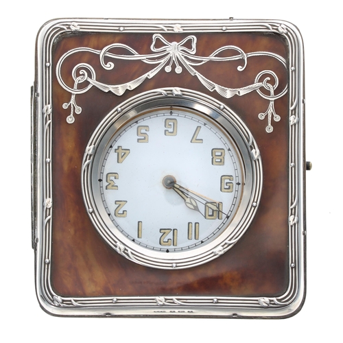 535 - Attractive silver and tortoiseshell pocket watch case, maker Henry Clifford Davis, Birmingham 1910, ... 