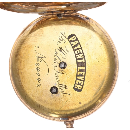 537 - 14ct lever pocket watch of Masonic interest, blue engine turned dial with Masonic symbols and subsid... 