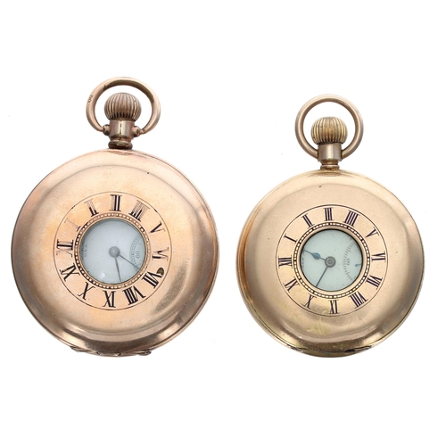 552 - Two American Waltham gold plated half hunter lever pocket watches for repair, 47mm and 43mm... 