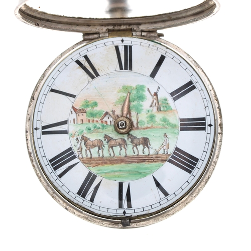 553 - 19th century silver pair cased verge pocket watch for repair, London 1856, signed J. Masters, no. 37... 