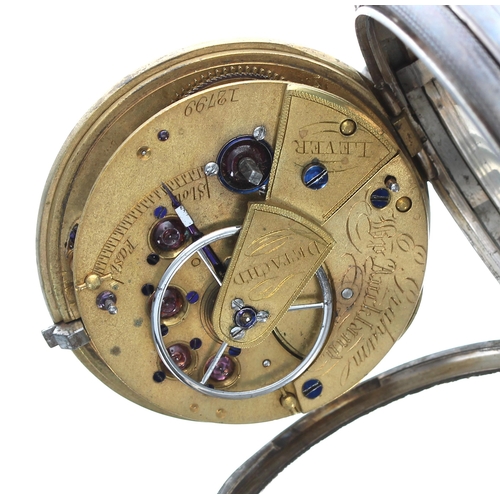 557 - Victorian silver fusee lever pocket watch with Liverpool windows in need of repair, London 1856, the... 