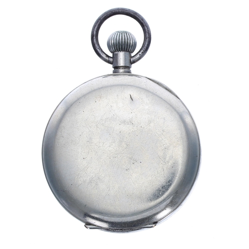 566 - Hedomas 8 Day Calendar nickel cased pocket watch, 57mm (at fault)