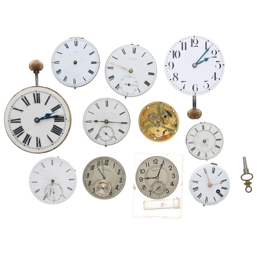 571 - Selection of pocket watch movements to include two Goliath lever, Hamilton lever for repair, William... 