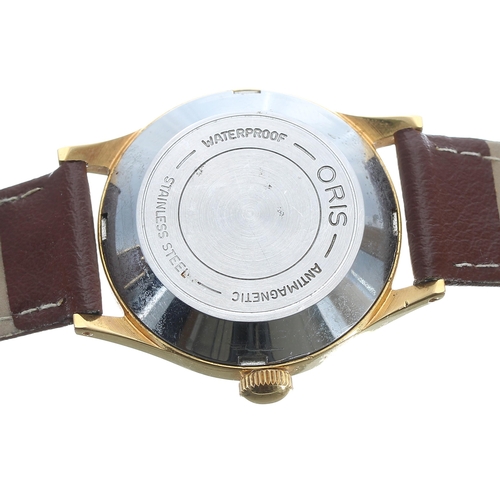 110 - Oris automatic 'power reserve' gold plated and stainless steel gentleman's wristwatch, silvered dial... 