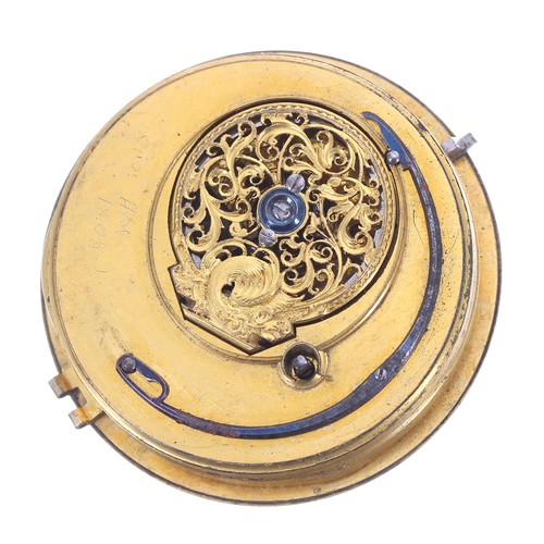 576 - Fusee lever pocket watch movement signed Thos Earnshaw, London, no. 2803, with pierced engraved bala... 