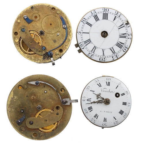 579 - Four fusee verge pocket watch movements for repair, signed Chas Copland, London; Theed & Pickett... 