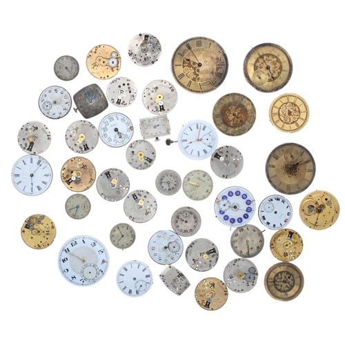 585 - Quantity of various pocket, fob and wristwatch movements to include Waltham, Elgin, Junghans; togeth... 