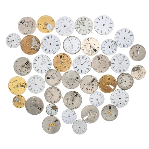 586 - Quantity of American pocket watch movements and spares to include Waltham and Elgin (faults)... 