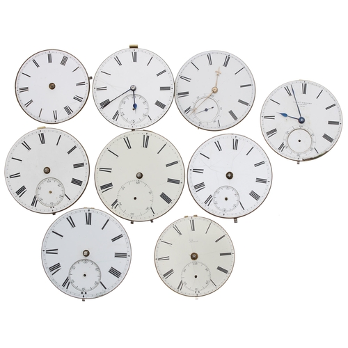 599 - Nine fusee lever pocket watch movements (9)