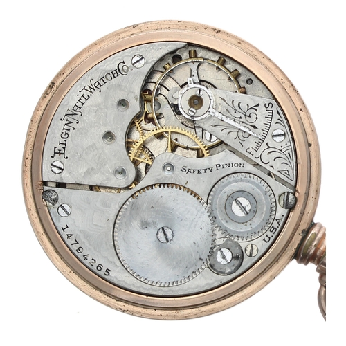 268 - Elgin National Watch Company gold filled lever pocket watch, circa 1909, signed movement with safety... 