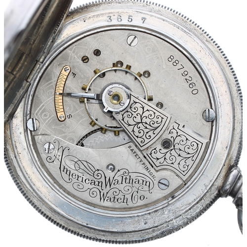 280 - American Waltham lever set hunter pocket watch, circa 1898, signed movement, no. 8879xxx, with Safet... 