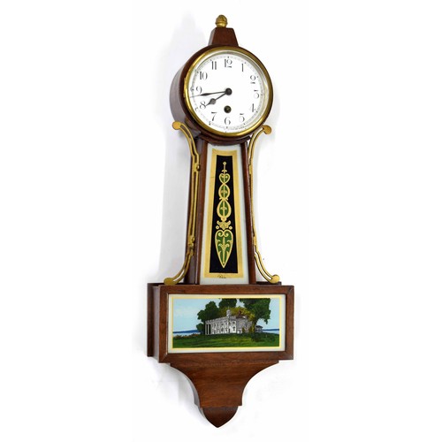 2616 - Small American single train banjo wall clock, the 4.25